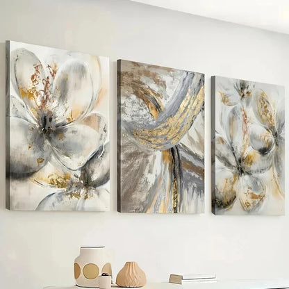 3pcs Showcasing Elegant Golden Abstract Perfect Wall Art Set Canvas Framed 60x90cm - High Quality Print 100% Australian Made Wall Canvas Ready to Hang - Bella Home Decor