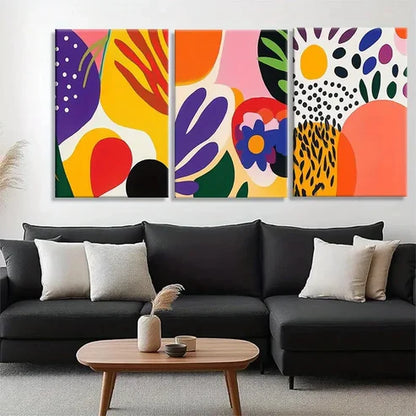 3pcs Vibrant Abstract Floral & Geometric Perfect Wall Art Canvas Unframed – High Quality Print 100% Australian Made Wall Canvas