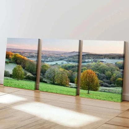 3pcs Rolling Hills Trees and Sunlit Meadows Wall Art Set Canvas Framed 40x60cm - High Quality Print 100% Australian Made Wall Canvas Ready to Hang - Bella Home Decor