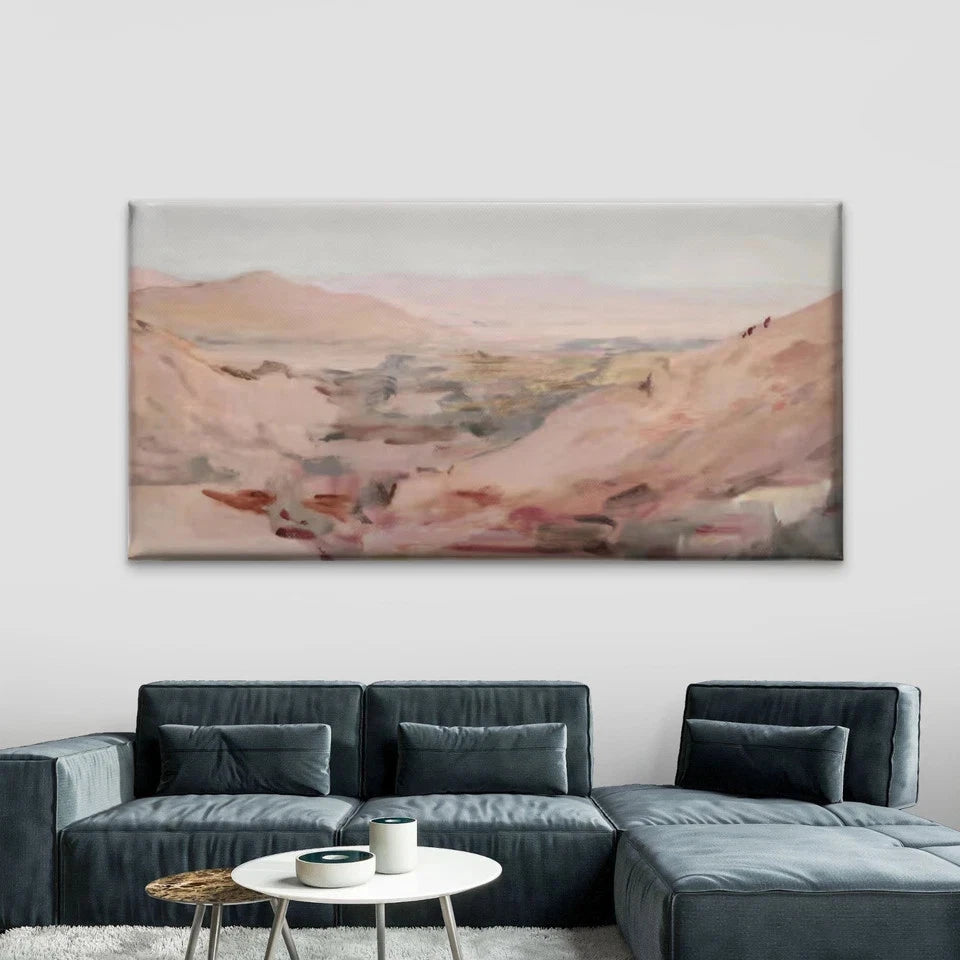 Abstract Pink Mountain Landscap Wall Art Canvas Office Home Room Framed 120x60cm