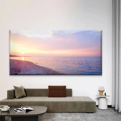 Greek Island Beach Scene Wall Art Canvas Office Home Room Framed 120x60cm