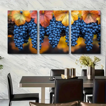 3pcs Grape Vineyard Harvest Décor Perfect   Wall Art Set Canvas Framed 40x60cm - High Quality Print 100% Australian Made Wall Canvas Ready to Hang