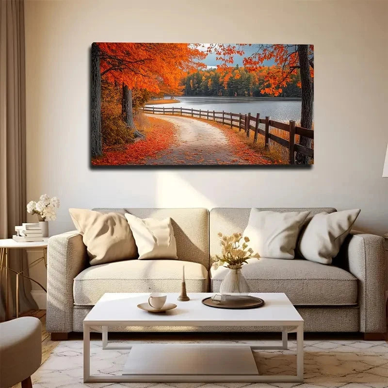 Red Maple Leaf Suitable Wall Art canvas office home room framed 120x60cm - Bella Home Decor