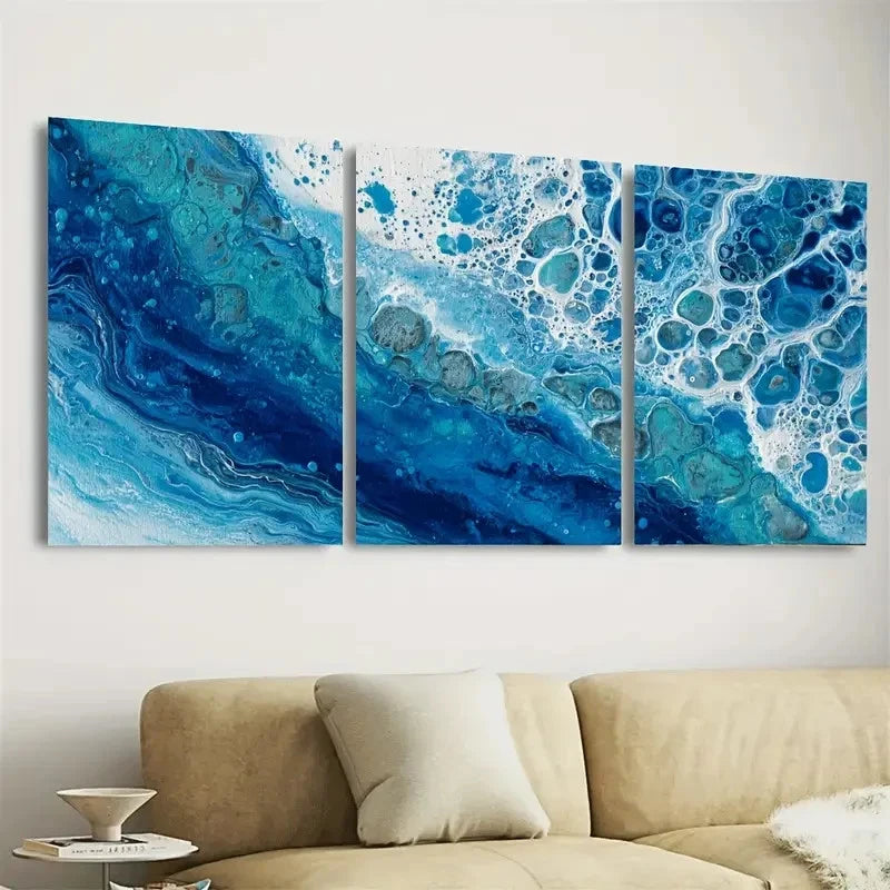 3pcs Coastal Modern Art Decor Wall Art Set Canvas Framed 60x90cm - High Quality Print 100% Australian Made Wall Canvas Ready to Hang - Bella Home Decor