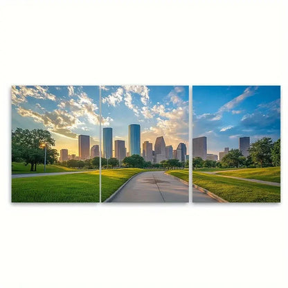 Share 3pcs Lush Greenery and Modern Buildings RT  Wall Art Set Canvas Framed 50x70cm - High Quality Print 100% Australian Made Wall Canvas Ready to Hang