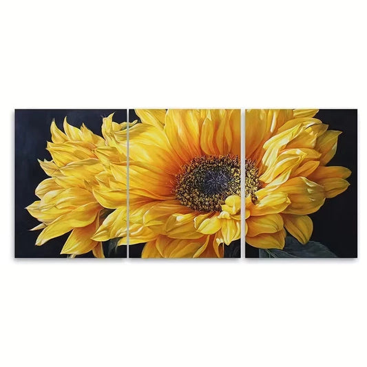 3pcs Vibrant Sunflower in Full Bloom Wall Art Canvas Framed 60x90cm - High Quality Print 100% Australian Made Wall Canvas Ready to Hang