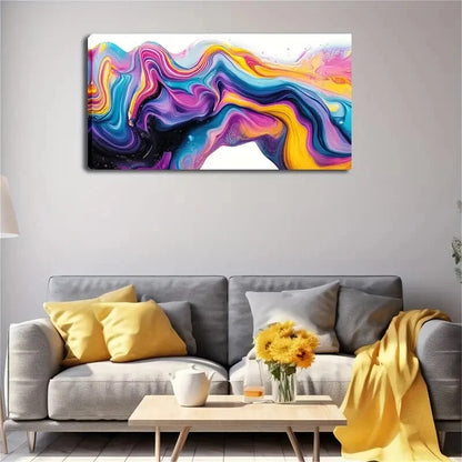 Vibrant Abstract Colorful Swirl Wall Art Canvas Office Home Room Framed 120x60cm - Bella Home Decor
