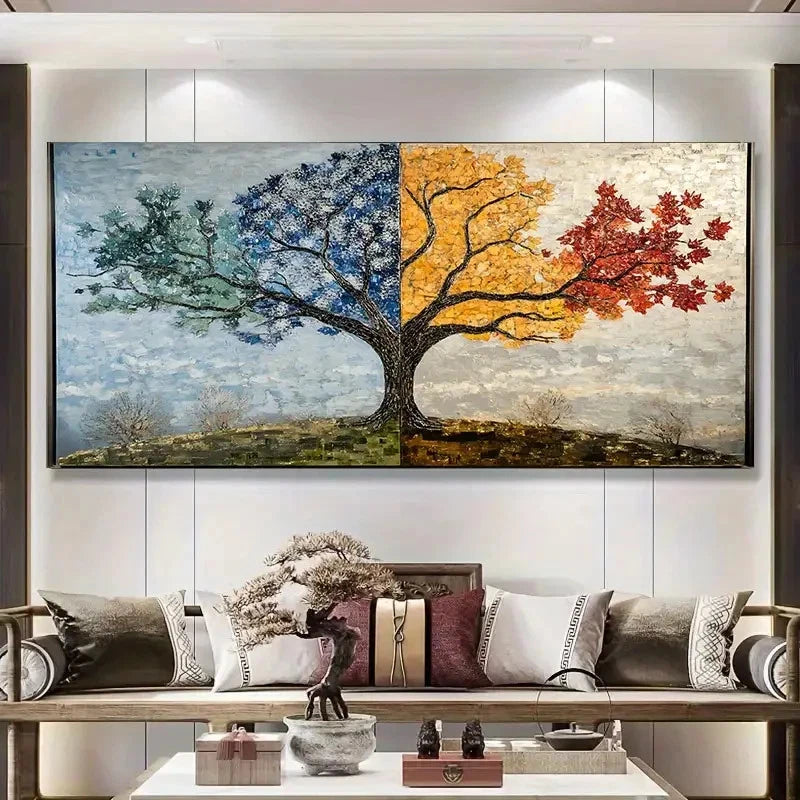 Colorful Tree Of Life Vibrant Wall Art Canvas Office Home Room Framed 120x60cm