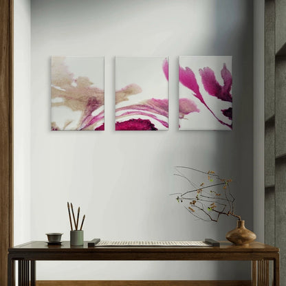 3pcs Abstract Magenta and Gold Fluid Marble Wall Art Set Canvas Framed 50x70cm - High Quality Print 100% Australian Made Wall Canvas Ready to Hang