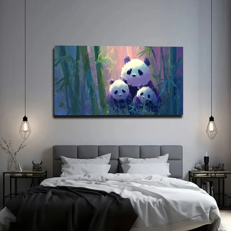 Bamboo Forest With Pandas Wall Art Canvas Office Home Room Framed 120x60cm