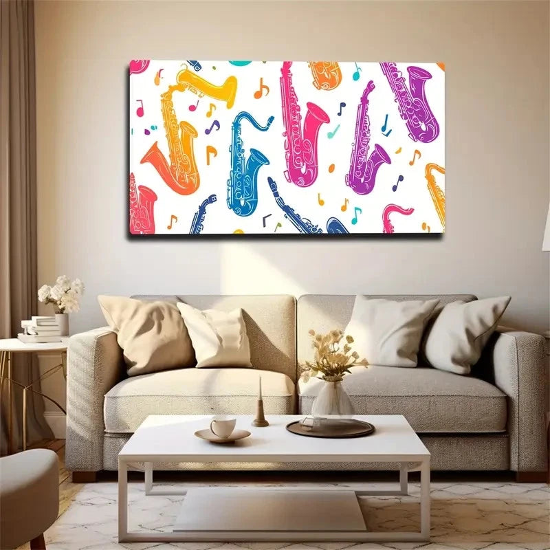 Bright Color Saxophone Suitable Wall Art Canvas Office Home Room Framed 120x60cm