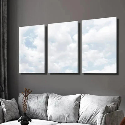 3pcs Blue Sky Cloud Serene Nature Perfect Wall Art Set Canvas Framed 60x90cm - High Quality Print 100% Australian Made Wall Canvas Ready to Hang - Bella Home Decor