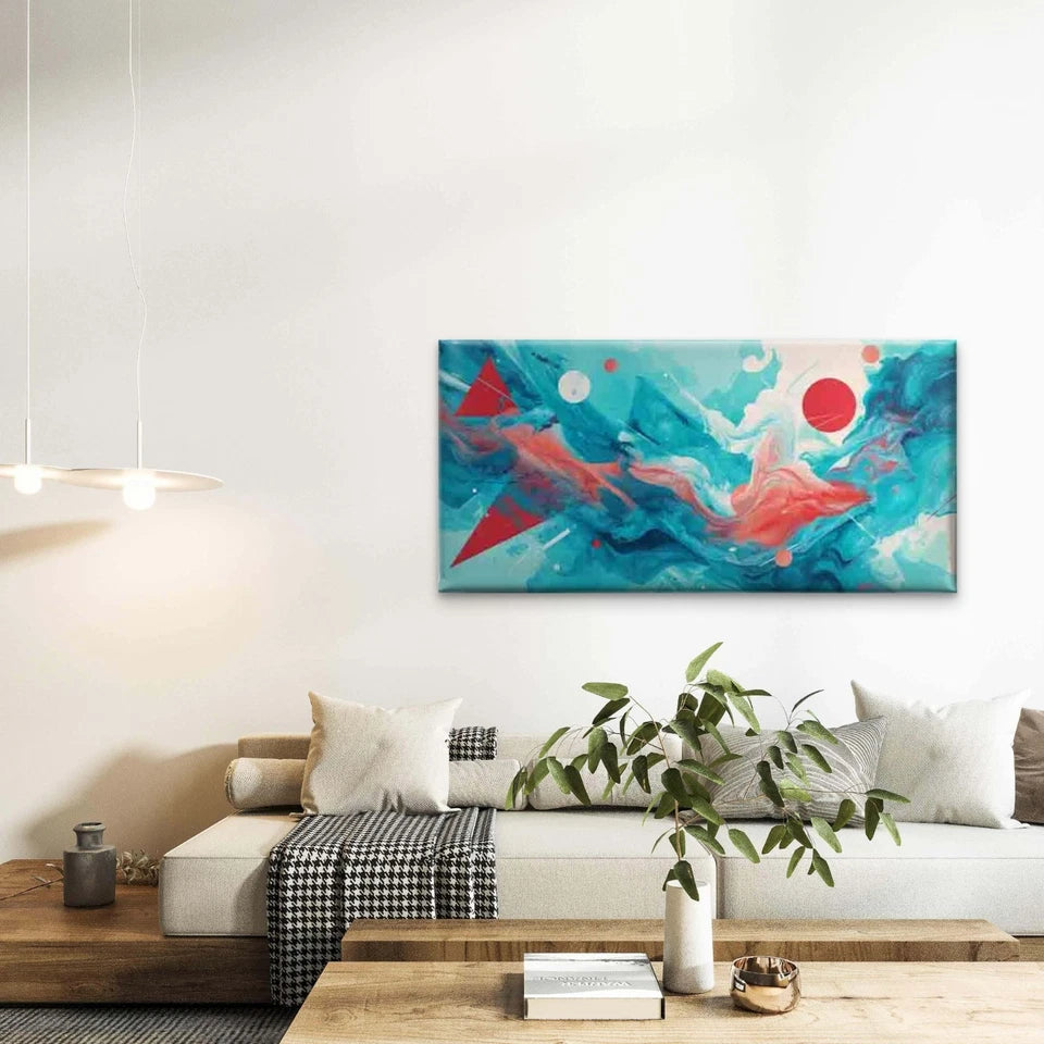 Bold Geometric Dynamic Movement Wall Art Canvas Office Home Room Framed 120x60cm - Bella Home Decor