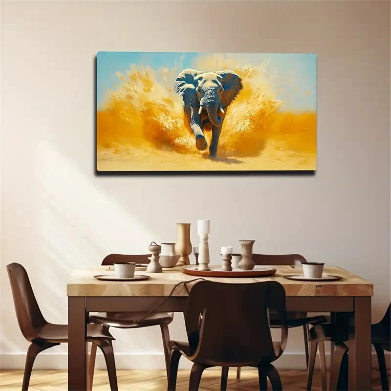 A Head Elephant Suitable Wall Art Canvas Office Home Room Framed 120x60cm