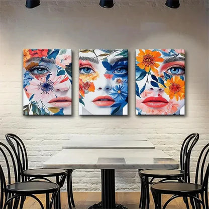 3pcs Floral Face Blending Beautiful Perfect Wall Art Canvas Unframed - High Quality Print 100% Australian Made Wall Canvas