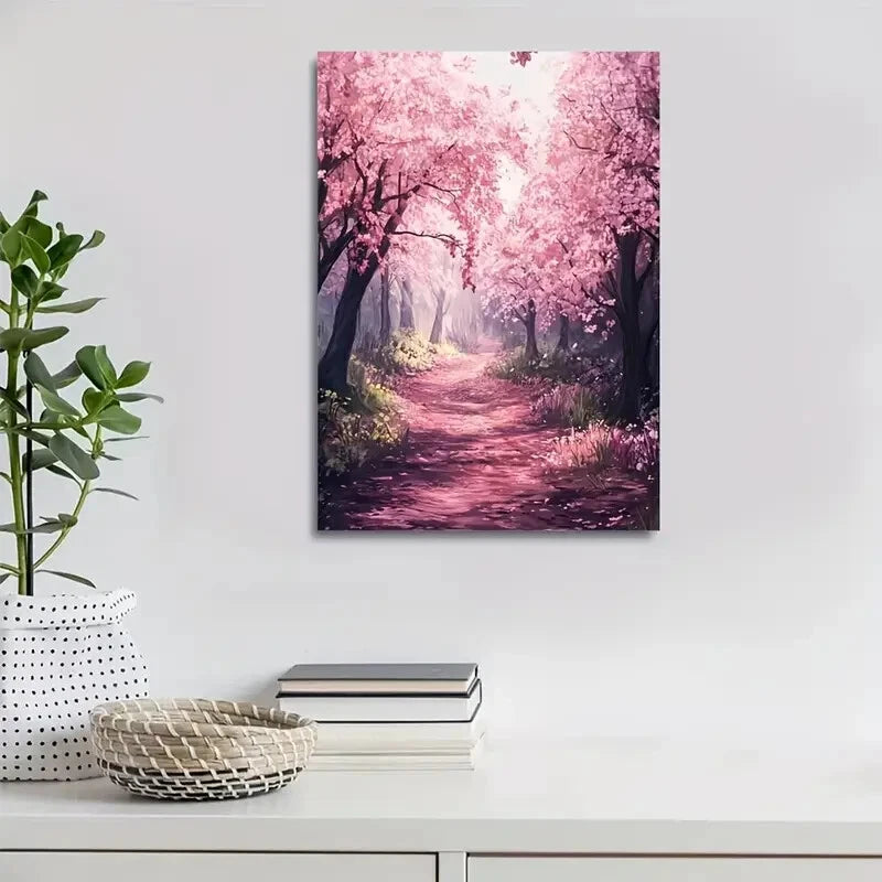 Beautiful Vibrant Pink & Purple Hues Painting 40x60cm Metal Print Ready to Hang - Bella Home Decor