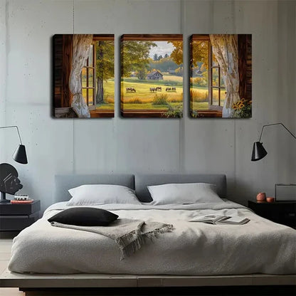 3pcs Several Cows On The Grass Outside Perfect Wall Art Canvas Unframed - High Quality Print 100% Australian Made Wall Canvas