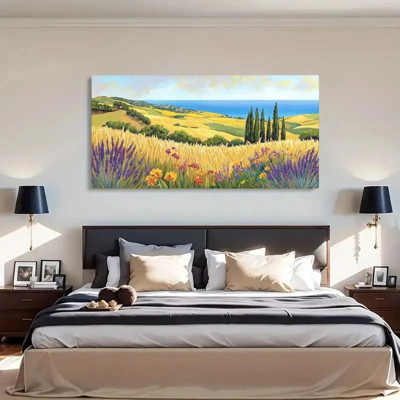 Vibrant Autumn Landscape Sea Wall Art Canvas Office Home Room Framed 120x60cm