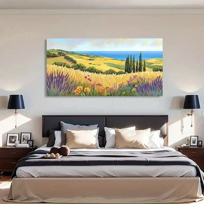 Vibrant Autumn Landscape Sea Wall Art Canvas Office Home Room Framed 120x60cm