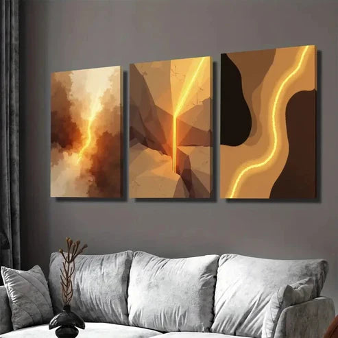3pcs Modern Abstract Geometric & Floral Designs Wall Art Set Canvas Unframed - High Quality Print 100% Australian Made Wall Canvas