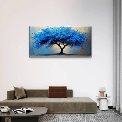 Blue Tree Abstract Perfect Wall Art Canvas Office Home Room Framed 120x60cm