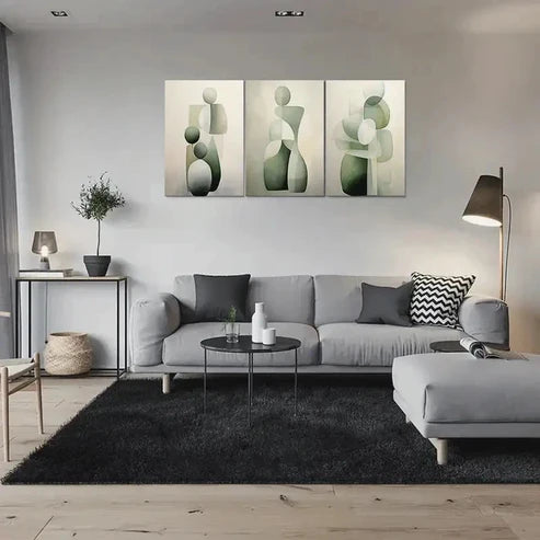3pcs Modern Abstract Geometric Green Themed Wall Art Canvas Unframed - High Quality Print 100% Australian Made Wall Canvas