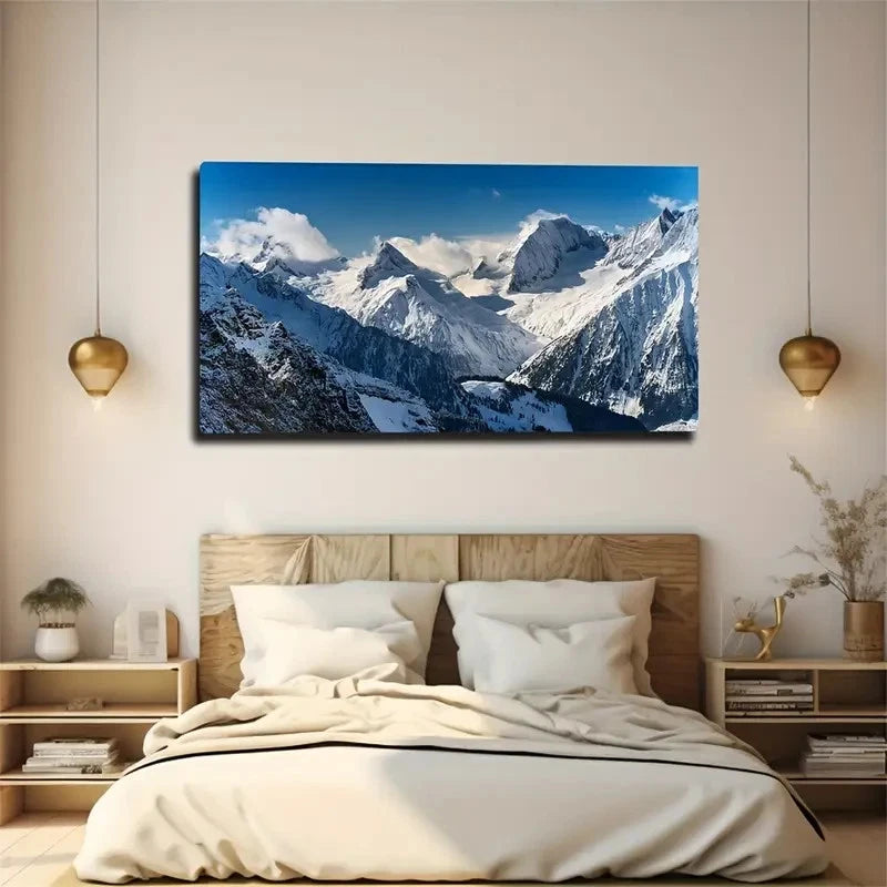Stunning Snow Mountain Wall Art Canvas Office Home Room Framed 120x60cm