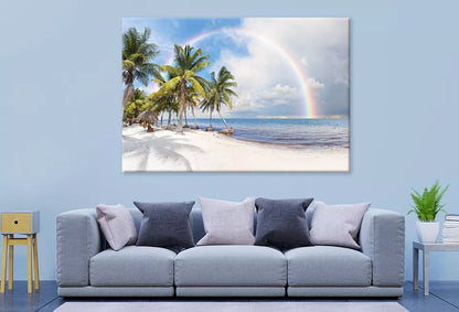 Sunny Beach With Palm Trees Wall Art Decor 100% Australian Made - Bella Home Decor