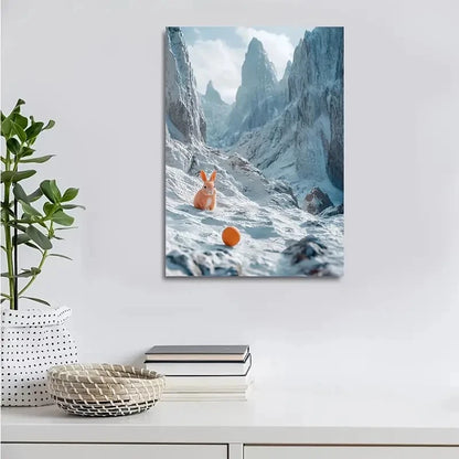 Cyberpunk Rabbit in Snow Mountain Painting 40x60cm Metal Print Ready to Hang - Bella Home Decor