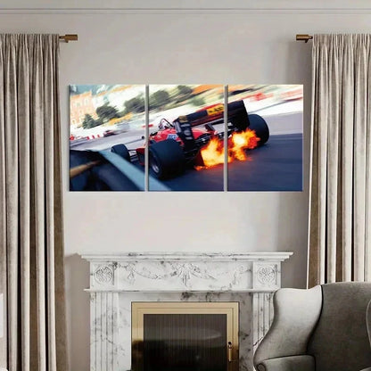 3pcs Formula 1 Racing Race Car Modern Wall Art Set Canvas Framed 40x60cm - High Quality Print 100% Australian Made Wall Canvas Ready to Hang - Bella Home Decor