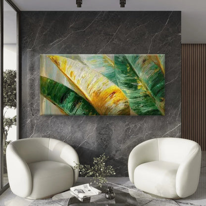 Abstract Design of Banana Leave Wall Art Canvas Office Home Room Framed 120x60cm - Bella Home Decor