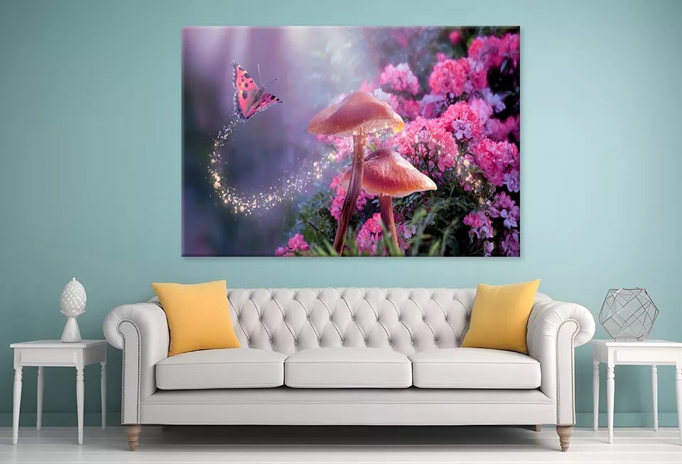 Magical Mushrooms and Butterfly Wall Art Decor 100% Australian Made - Bella Home Decor