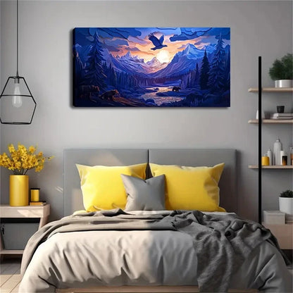 Minimalist Abstract Eagle Soar Wall Art Canvas Office Home Room Framed 120x60cm