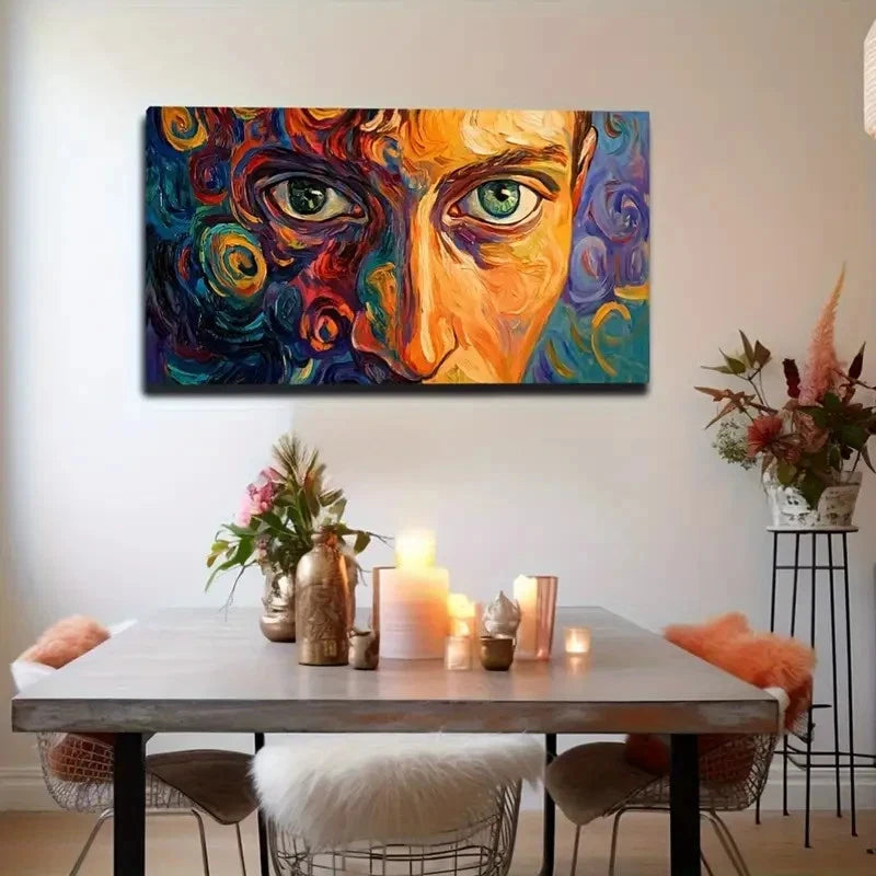 Face Of A Man Space Dance Wall Art Canvas Office Home Room Framed 120x60cm