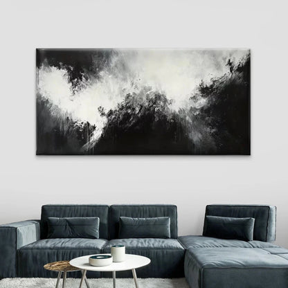 Black and White Abstract Wall Art Canvas Office Home Room Framed 120x60cm
