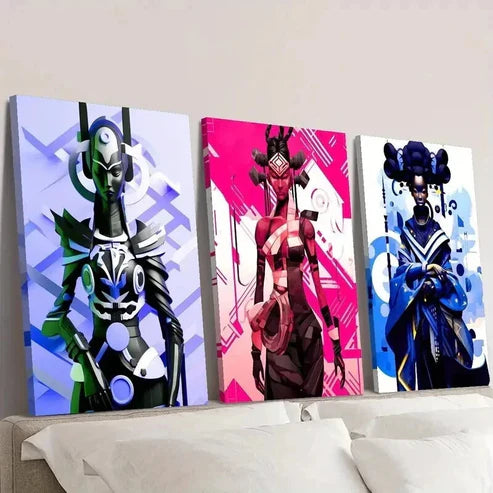 3pcs Cyberpunk Women in Traditional Costumes Wall Art Canvas Unframed – High Quality Print 100% Australian Made Wall Canvas - Bella Home Decor