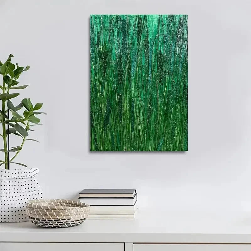 Thatch Grass Meadow Colorful Painting 40x60cm Metal Print Ready to Hang - Bella Home Decor