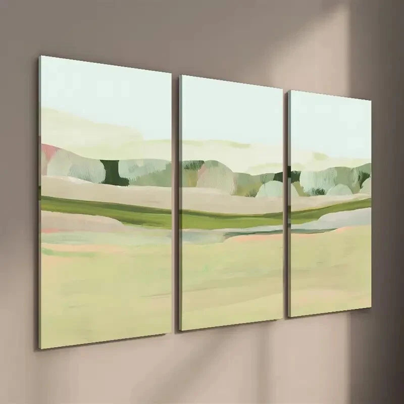 3pcs Rural Meadow Landscape Wall Art Set Canvas Framed 40x60cm - High Quality Print 100% Australian Made Wall Canvas Ready to Hang