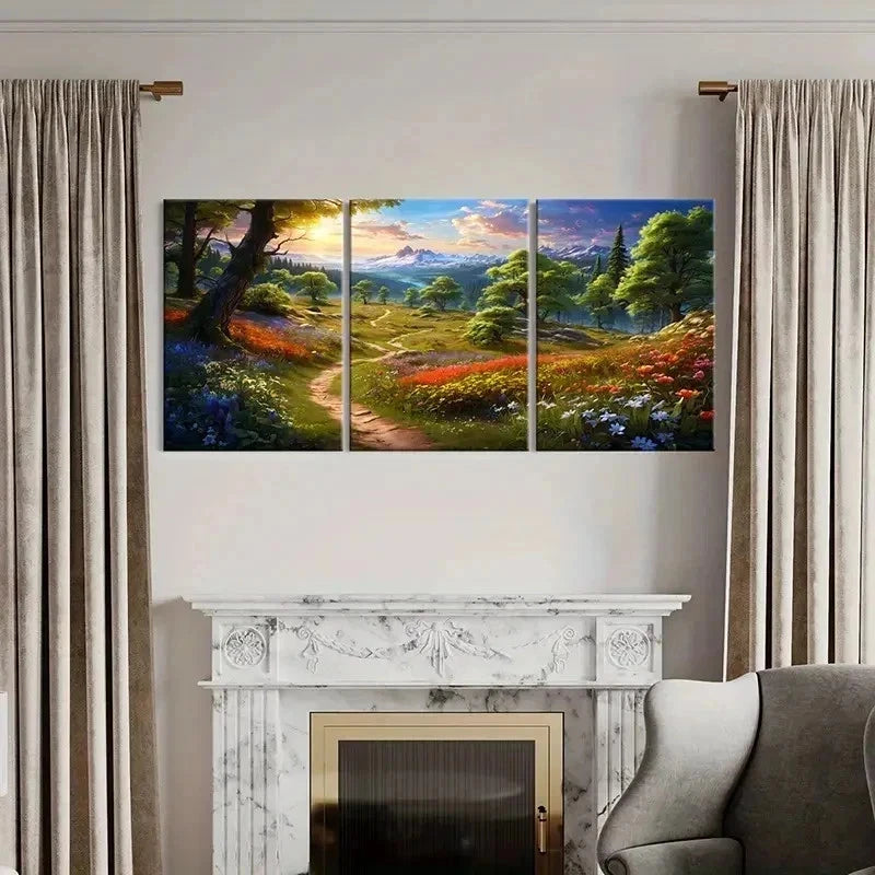 3pcs Fantasy Natural Landscape Anime Style Wall Art Set Canvas Framed 50x70cm - High Quality Print 100% Australian Made Wall Canvas Ready to Hang - Bella Home Decor