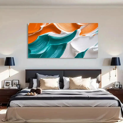 Abstract Swirls Fluid Orange Wall Art Canvas Office Home Room Framed 120x60cm - Bella Home Decor