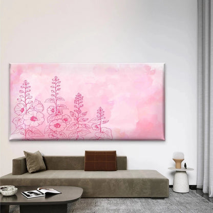 Pink Background with Flowers Wall Art Canvas Office Home Room Framed 120x60cm