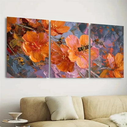 3pcs Honeybee Colorful Nursery Wall Art Set Canvas Framed 60x90cm - High Quality Print 100% Australian Made Wall Canvas Ready to Hang