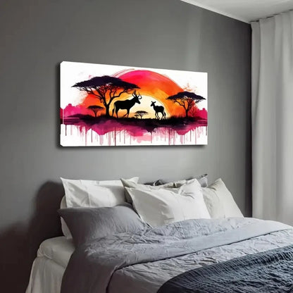 Serene Sunset Acacia Trees Wall Art Canvas Office Home Room Framed 120x60cm
