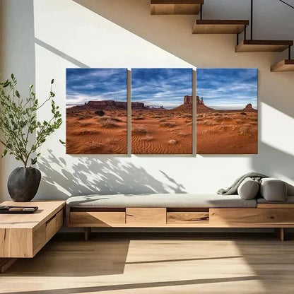 3pcs Monument Valley Landscape Decor Wall Art Set Canvas Framed 60x90cm - High Quality Print 100% Australian Made Wall Canvas Ready to Hang