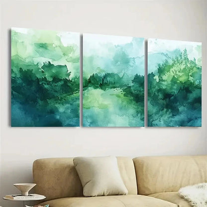3pcs Green Nature Art Abstract Wall Art Set Canvas Framed 50x70cm - High Quality Print 100% Australian Made Wall Canvas Ready to Hang