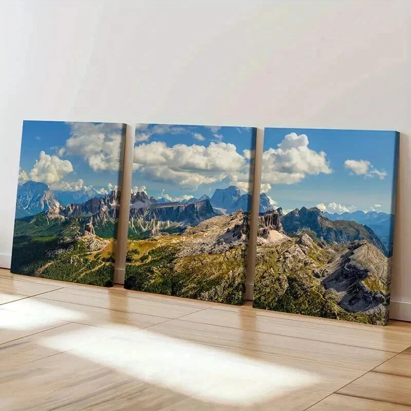 3pcs Mountains Valleys and Hills Landscape Wall Art Set Canvas Framed 60x90cm - High Quality Print 100% Australian Made Wall Canvas Ready to Hang - Bella Home Decor