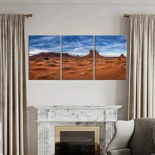 3pcs Monument Valley Landscape Decor Wall Art Canvas Unframed - High Quality Print 100% Australian Made Wall Canvas