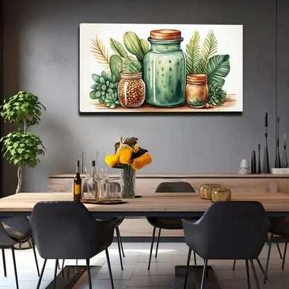 Bottle Succulents White Wall Art Canvas Office Home Room Framed 120x60cm