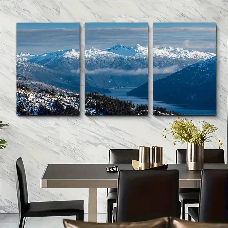 3pcs Mountain Ski Whistler Canada Perfect Wall Art Set Canvas Framed 50x70cm - High Quality Print 100% Australian Made Wall Canvas Ready to Hang