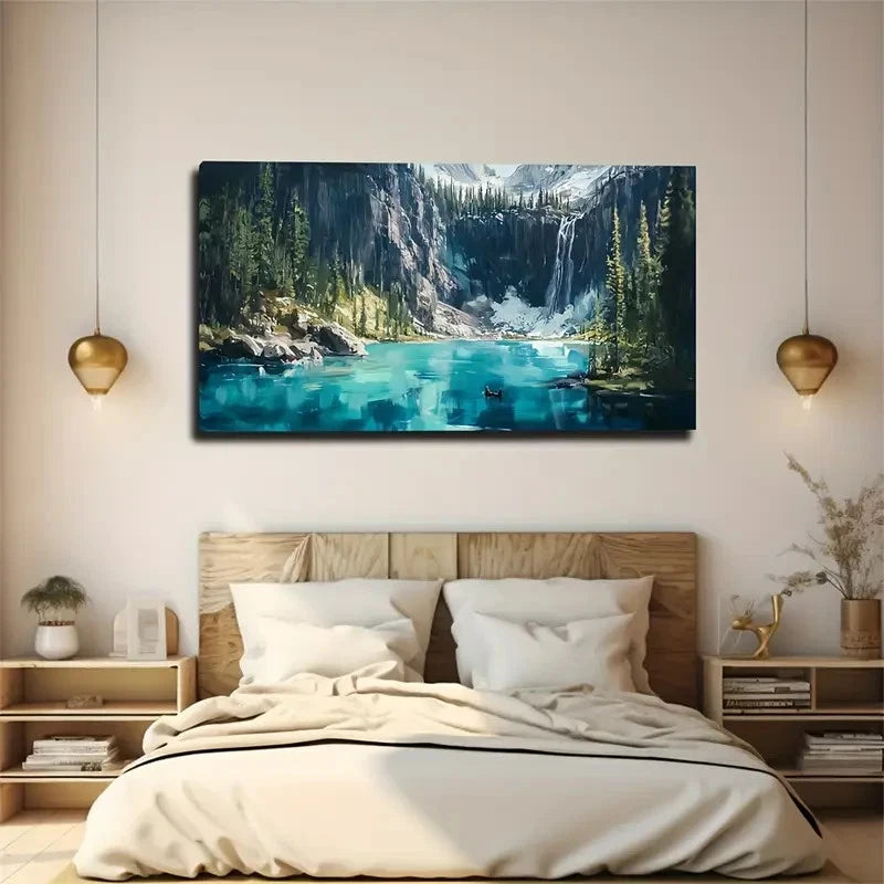 Cliff Waterfall Landscape Wall Art Canvas Office Home Room Framed 120x60cm